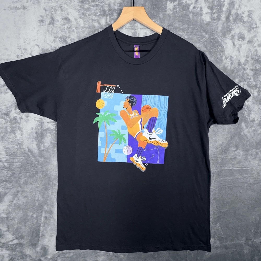 Los Angeles Lakers Mens T-Shirt XL Black Graphic Print Basketball NBA Cotton‎